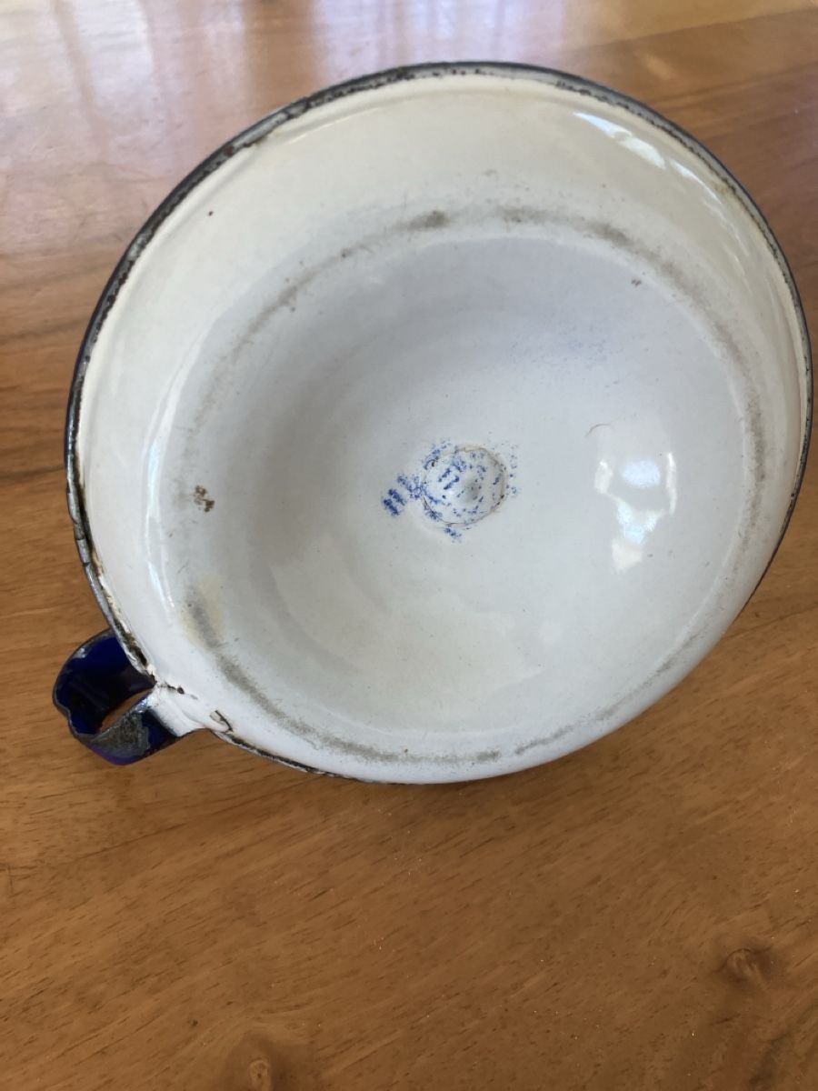 Portacandele: Kerzenhalter Emaille weiss blau – Usato da Bichwil venduto da Bac2 3