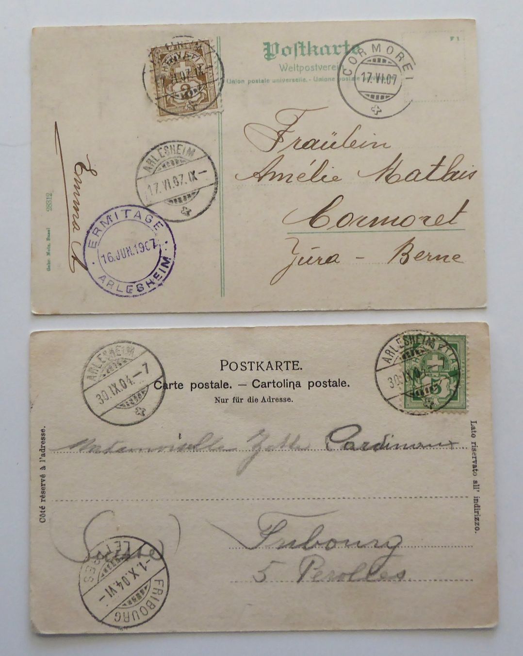 Ansichtskarten: Arlesheim Ermitage Eingang mit Parkwächter 1904 – Gebraucht aus Aesch BL von Kauri1 1