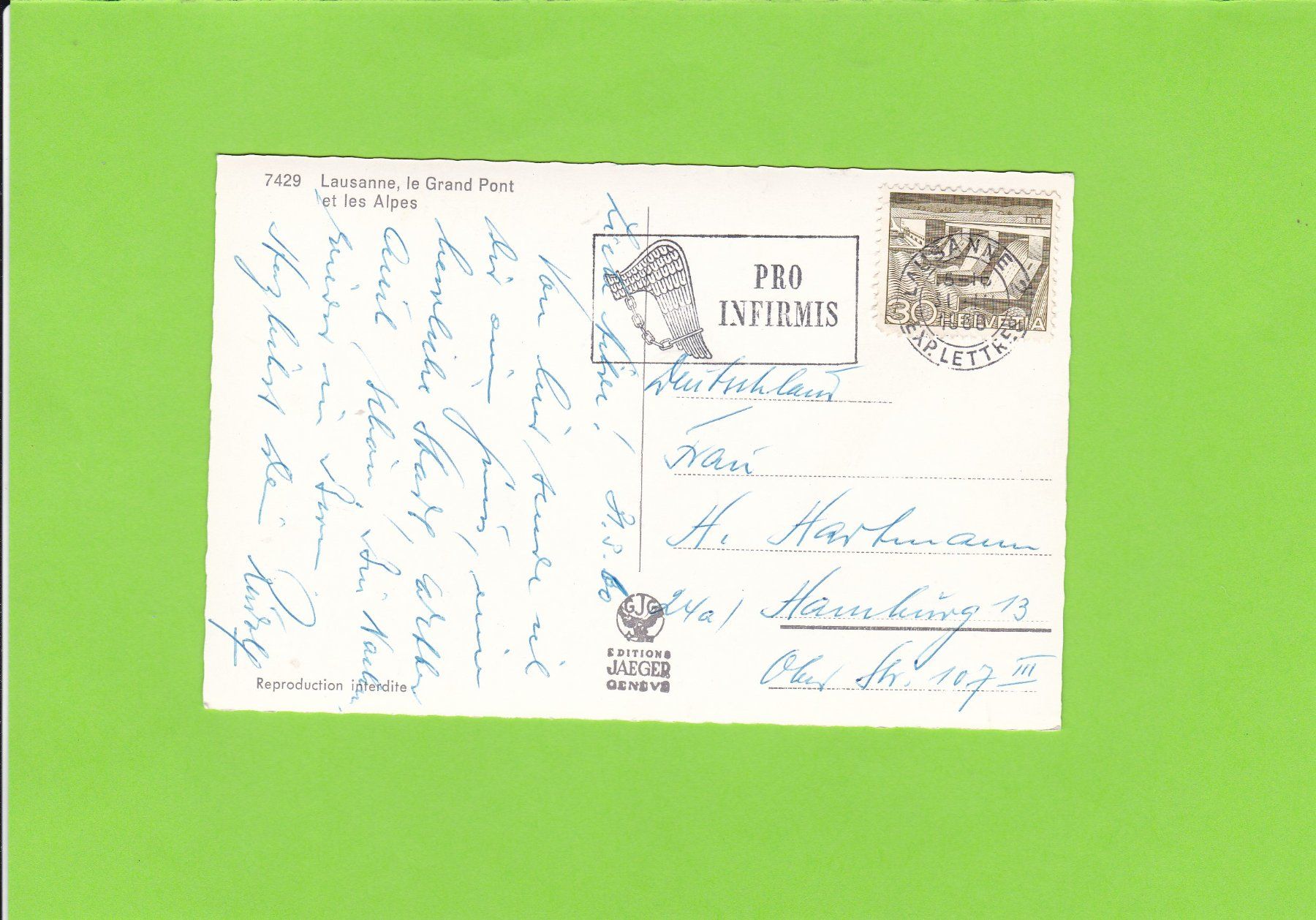 Cartoline postali: Lausanne – Usato da St. Peterzell venduto da neckertal 1