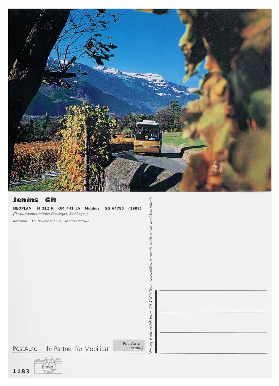 Cartoline postali: Jenins Landquart Bündner Herrschaft Postauto Neoplan N312k – Nuovo (secondo la descrizione) da Bern venduto da AWiBe