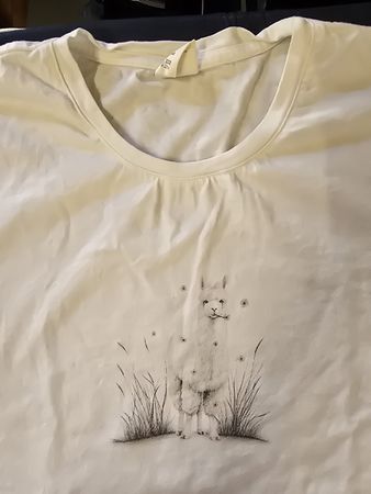Damen T-Shirt Chilla weiss Grösse L mit Lama Motiv