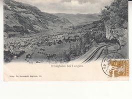 Lungern Brünigbahn 1909 mit Stabstempel Lungern