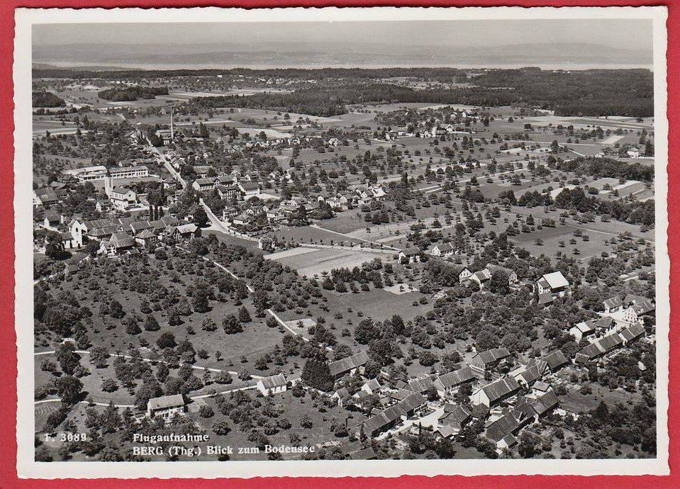 Cartoline postali: BERG MIT BODENSEE, FLUGAUFNAHME, GROSSFORMAT – Usato da Grüningen venduto da Kartenlaube