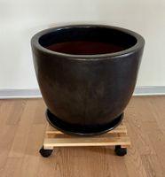 Pflanztopf mit Unterteller dunkelgrau - 40cm Durchmesser
