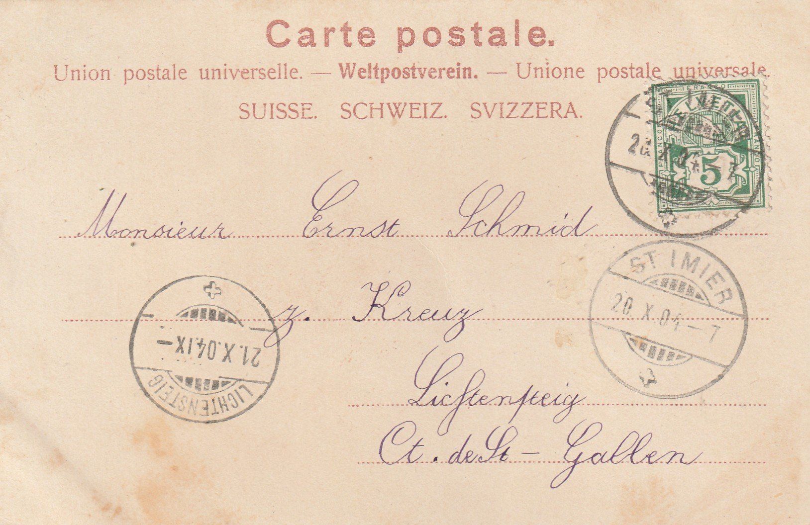Cartoline postali: Ansichtskarte St. Imier Sonnenberg Funiculaire bergwärts1904 – Usato da Rupperswil venduto da Ema10 1