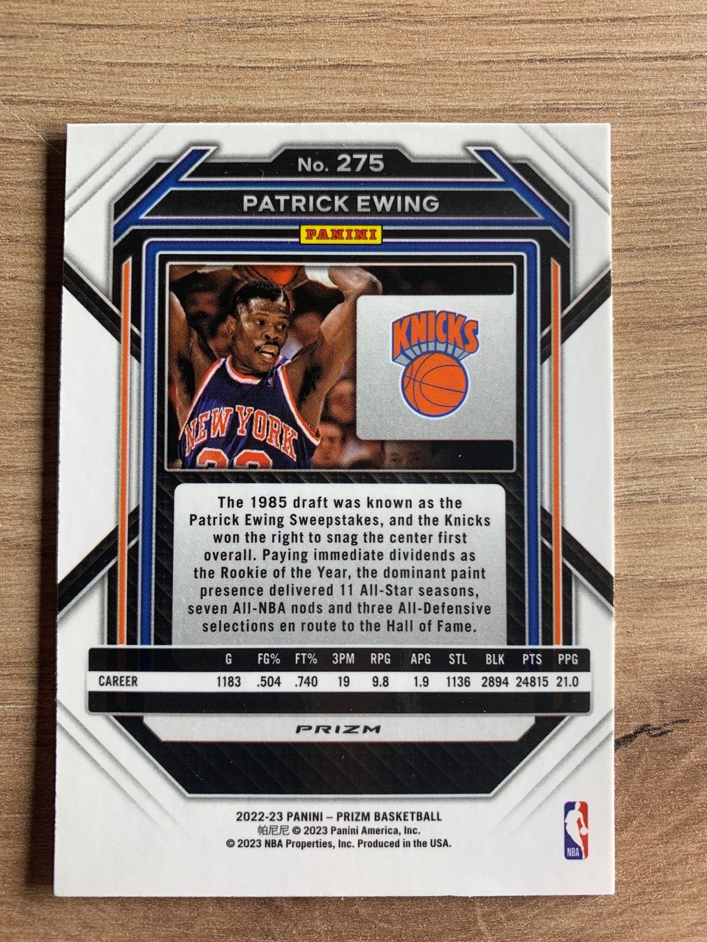 Nba Carte collezionabili: NBA Patrick Ewing RED ICE PRIZM 22/23 – Usato da Netstal venduto da Clutch79Cardz 1