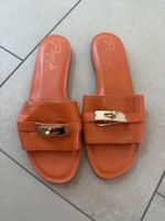 Pepi Milano Leder-Pantoletten Orange – Grösse 38 | Neuwertig