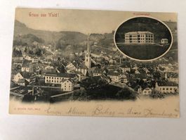 Alte Postkarte Gruss aus Wald Krankenasyl 1901