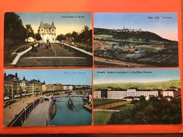 4x antike Postkarten