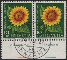 10 Rp. Pro Juventute Paar mit TAB (Sonnenblume + Tornesol)