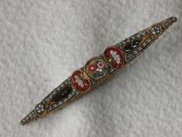 alte antike Brosche Mikromosaik Anstecknadel Schmuck rar