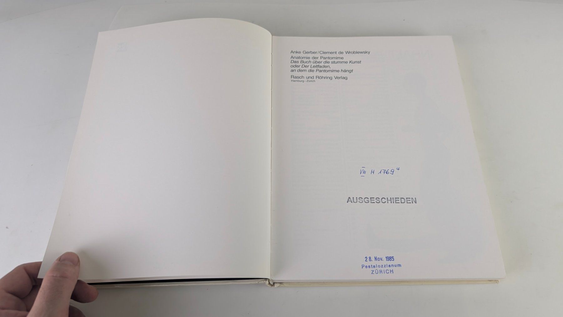 Bücher: Anatomie der Pantomime / Gerber de Wroblewsky – Gebraucht aus Zürich von 1.Simon 5