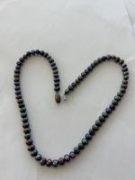 Elegante Perlenkette Verschluss Silber 925 dunklem Anthrazit
