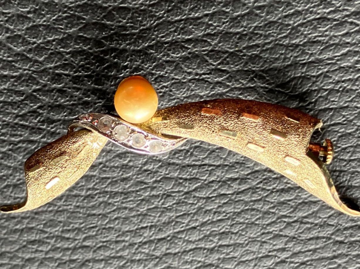 Spille & Fermagli: Broche vintage en Argent 800 dorée avec perle véritable – Usato da Peseux venduto da CharmeCommerce