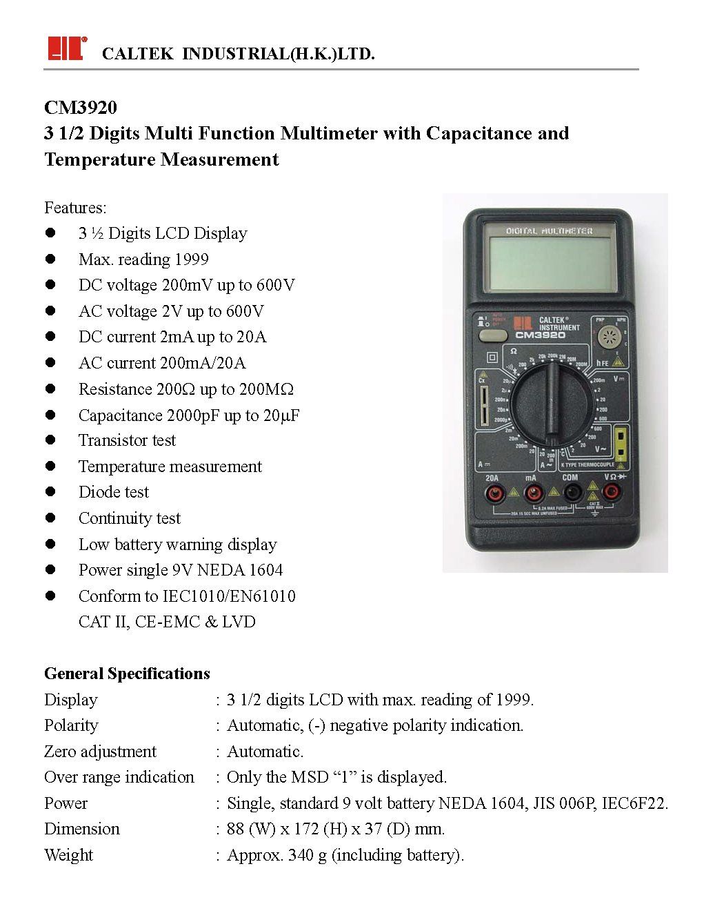 Misurare: Caltek CM3920 Digital Multimeter - Top Zustand! – Usato da Mettendorf TG venduto da Ricardo-Bazar 5