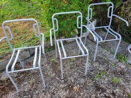 3x châssis fauteuil Bigla vintage 60er gris  clair epoxi.