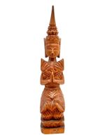 Statue Teppanom Bouddha thaïlandais en bois sculpté vintage