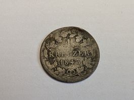 🇩🇪 Baden 1 Kreuzer 1843 Silver
