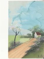 Landschaft selbst gemalt an Servierfräulein 1913