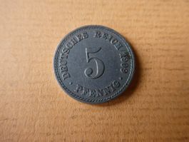 Dt. Reich 1909 A,  5 Pfennig