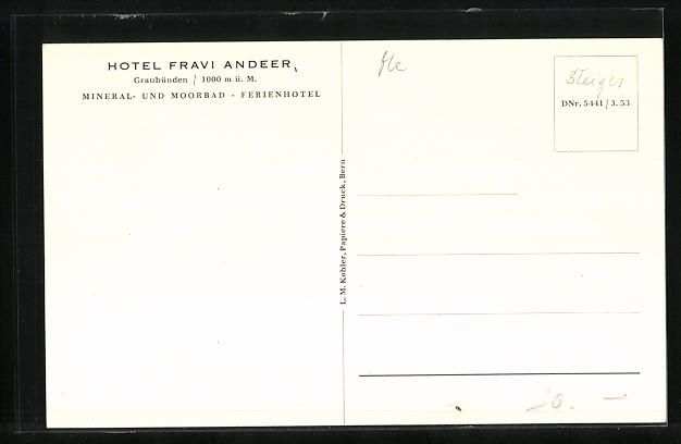 Cartes postales: AK Andeer, Hotel Fravi – D'occasion à Berlin par bartko-reher 1