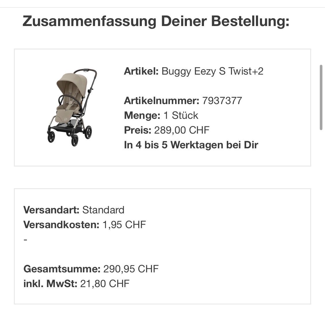 Cybex Kinderwagen: Cybex Buggy Eezy S Twist+2 – Neu (gemäss Beschreibung) aus Oberwil-Lieli von FuxRa95 7