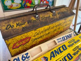 ALTE BLECH WERKZEUG KISTE GAS & OIL MANCAVE  UM 1950 RAR