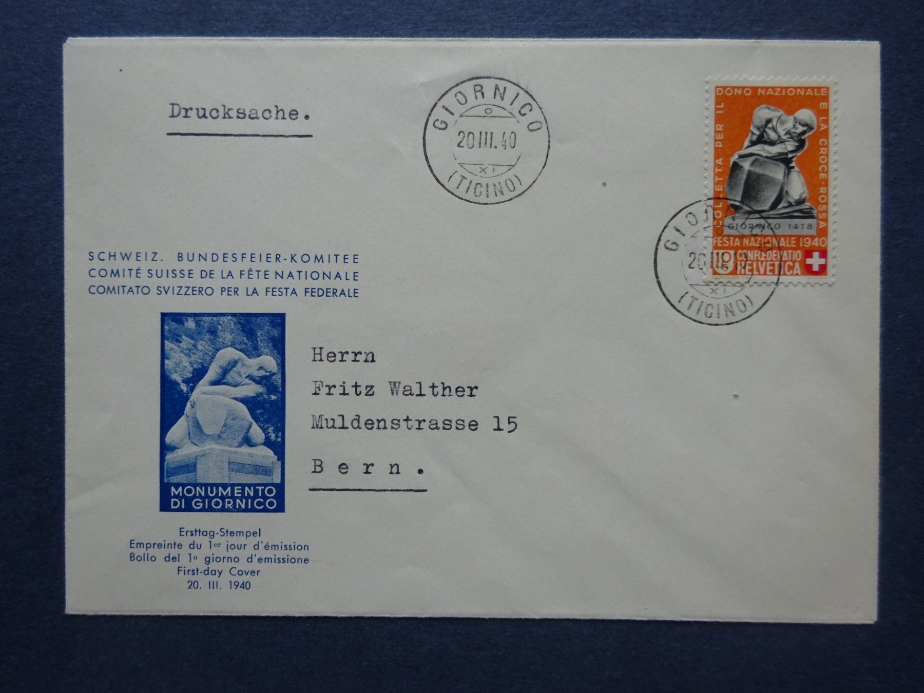 Alle Briefmarken: 1940 Pro Patria B4 auf FDC – Gebraucht aus Appenzell-Steinegg von adi1975 1