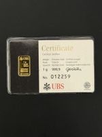 Goldbarren 1g UBS Bank Kinebar