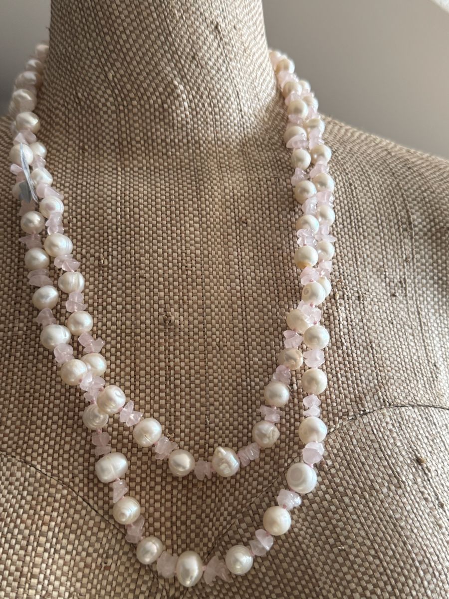 Catenine: Süßwasser Perlen mit rosa Quarz Collier 60cm – Nuovo (secondo la descrizione) da Teufen Ar venduto da Exclusive.stuff.CH 1