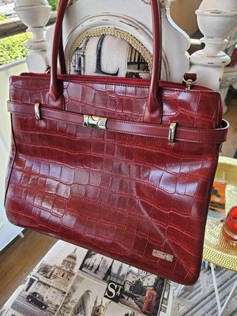 Belucci Damen Handtasche Bordeaux – Kroko-Optik – Schulterri