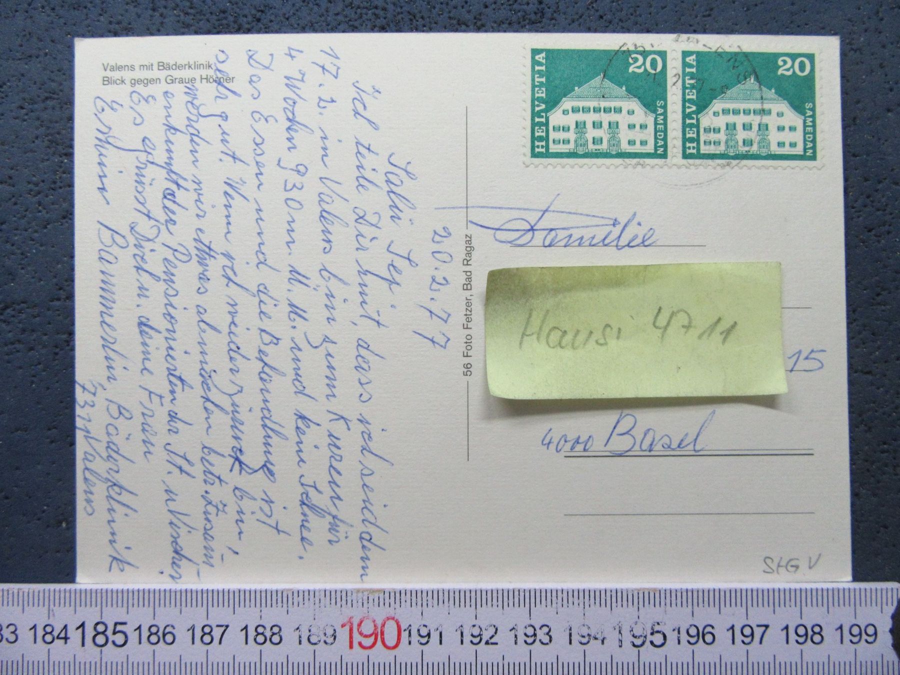 Cartoline postali: VALENS SAG AK MIT BÄDERKLINIK1977 MARKER – Usato da Ettingen venduto da Hausi4711 1