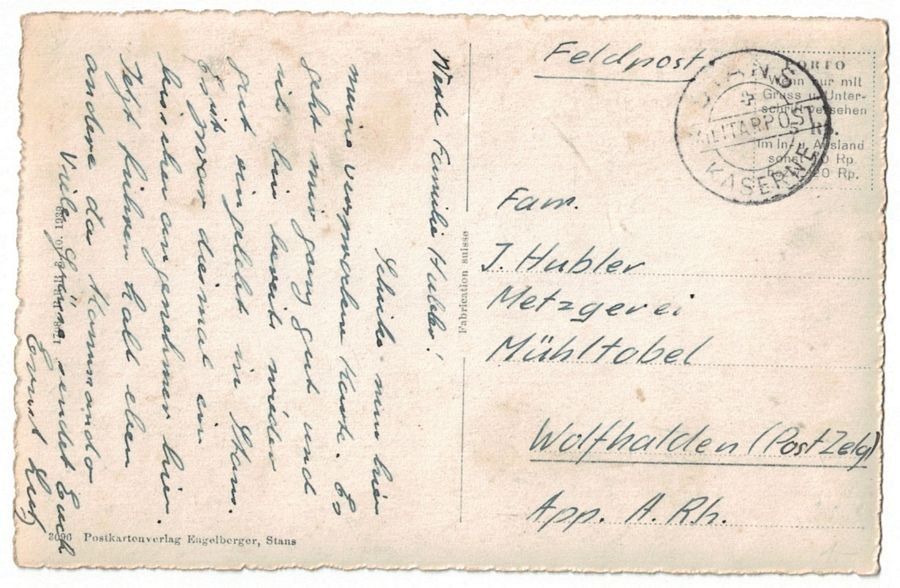 Cartoline postali: Wil bei Stans, Feldpost Kaserne Stans – Usato da Frauenfeld venduto da POML 1