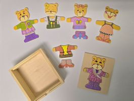 Eichhorn Bären-Puzzle Holz Anziehpuzzle in Holzbox