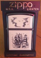 Zippo Scrimshaw Segelschiff Leuchtturm OVP 1992 NOS
