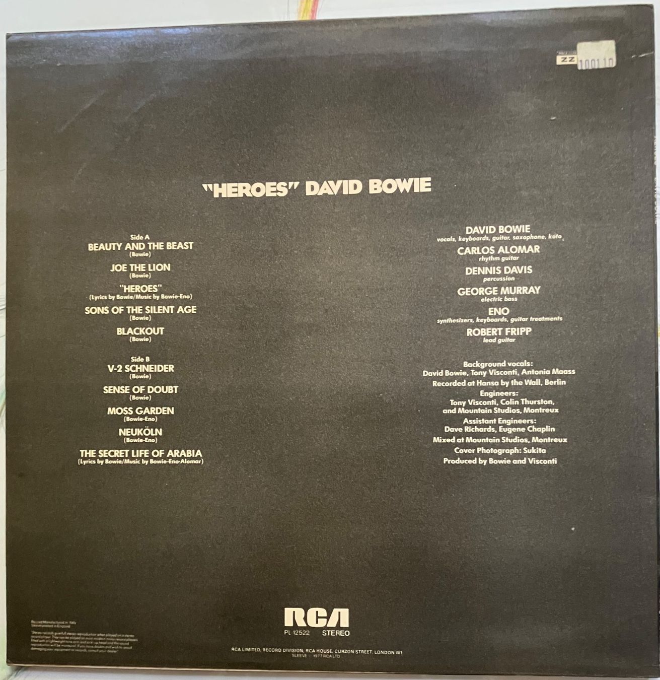 Schallplatten: David Bowie "Heroes" LP UK Original mit Textblatt – Gebraucht aus Basel von Gholb 1