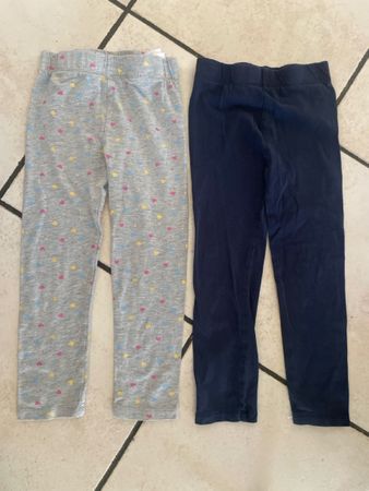 2 Leggings Mädchen Gr.110 Herz Muster Dunkelblau