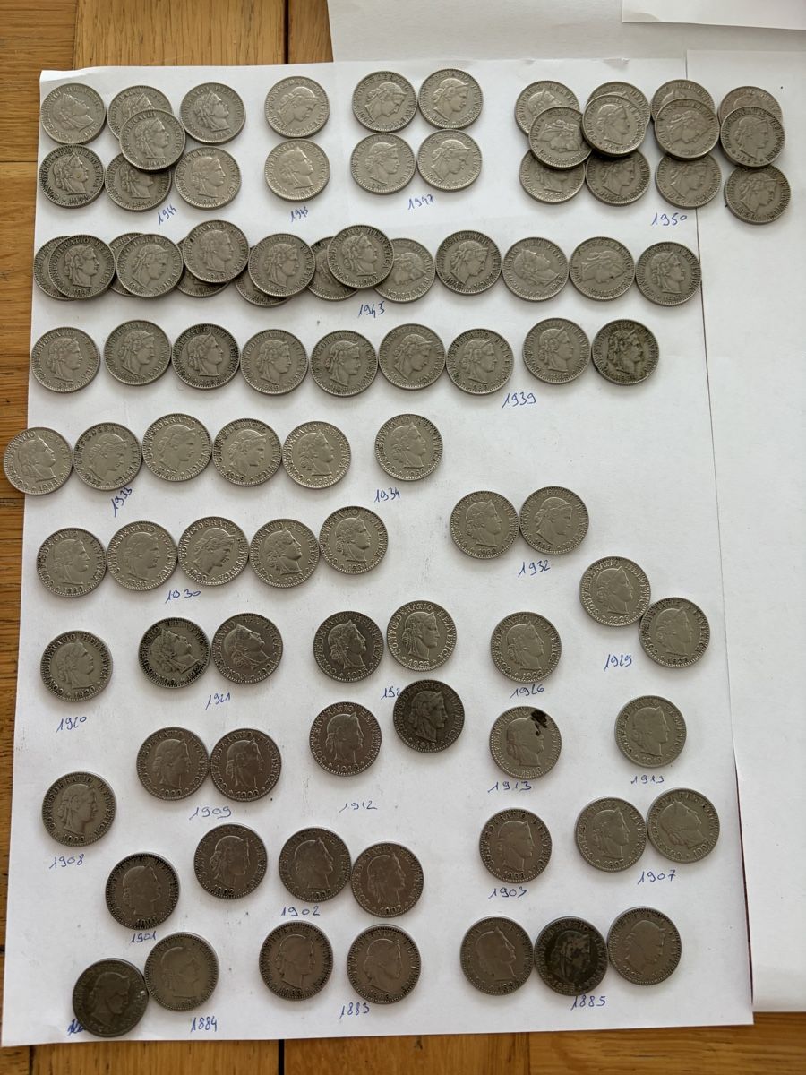 Tutti le monete: Pièces 20 centimes de 1884 à 1950 – Usato da Echallens venduto da JAR69