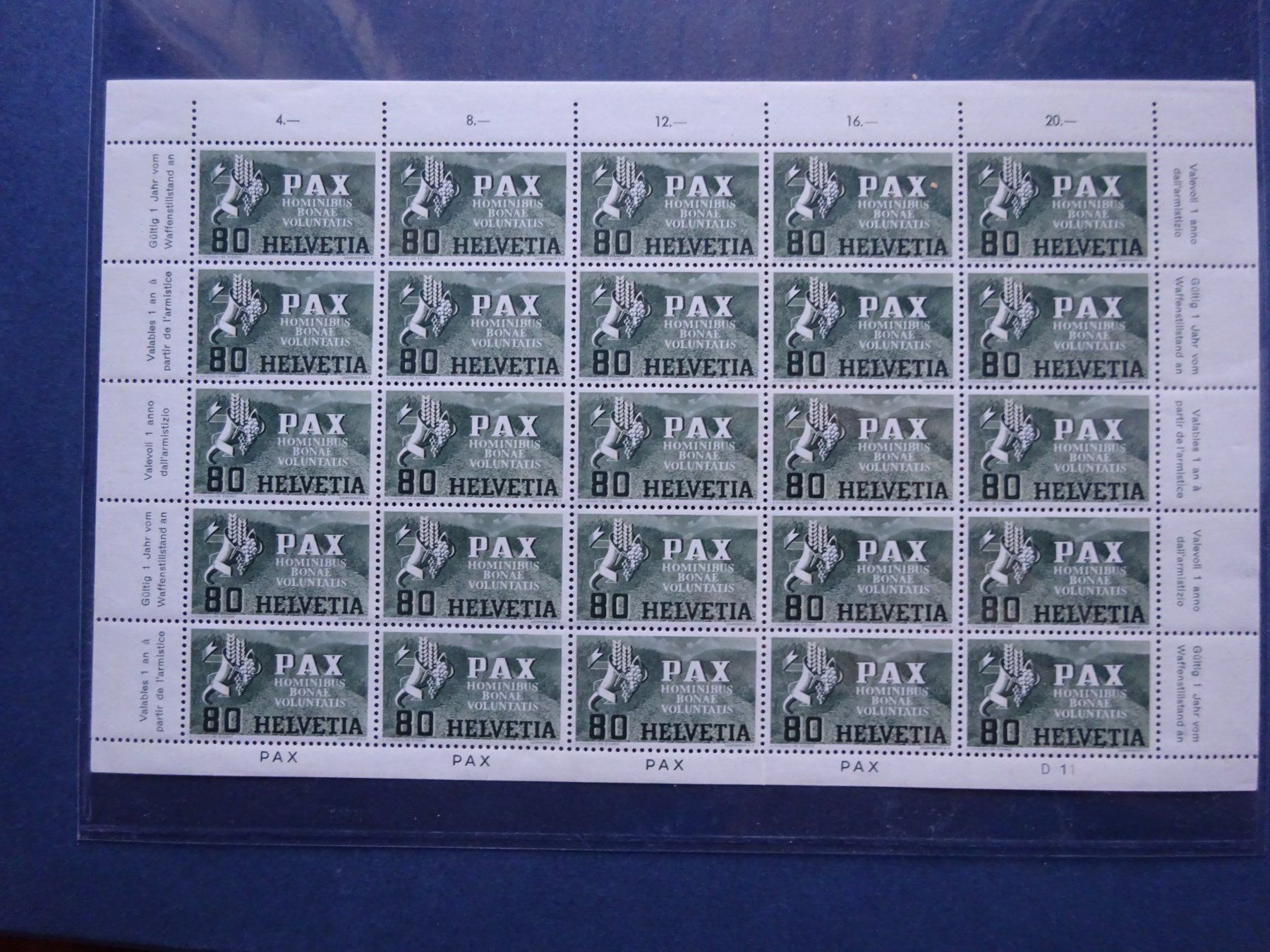 Alle Briefmarken: 1945 PAX 269 im Bogen postfrisch** – Gebraucht aus Appenzell-Steinegg von adi1975 1
