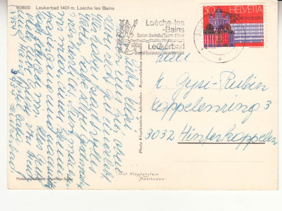 Cartoline postali: Leukerbad 1974 – Usato da Bürglen TG venduto da StampGraf 1