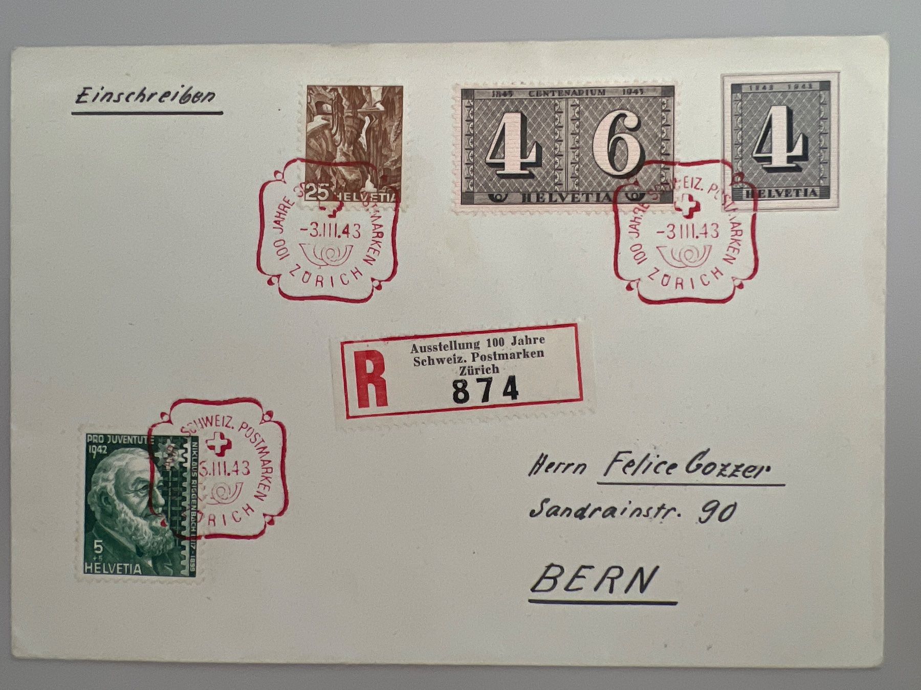 Tutti i francobolli: 1943 100J. Schw. Postmarken Einges. Briefe mit W12+258+206+ – Usato da Buchrain venduto da wmm