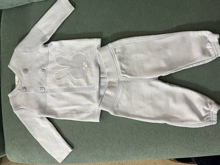 Benetton Baby Set aus Strickjacke, Hose & Shirt 62