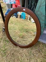 Miroir rond avec cadre en bois  55 cm