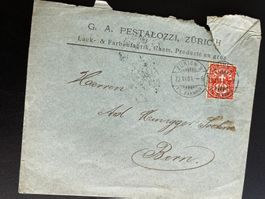 Kuvert 10er Ziffermuster 23.11.1901 Pestalozzi Zürich - Bern
