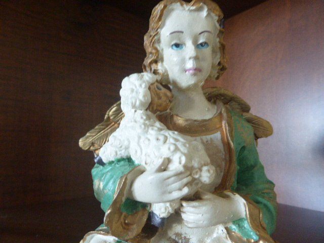 Statuette: Alter Engel Kantenhocker Kunstharz – Usato da Hitzkirch venduto da kleinerbaer01 1
