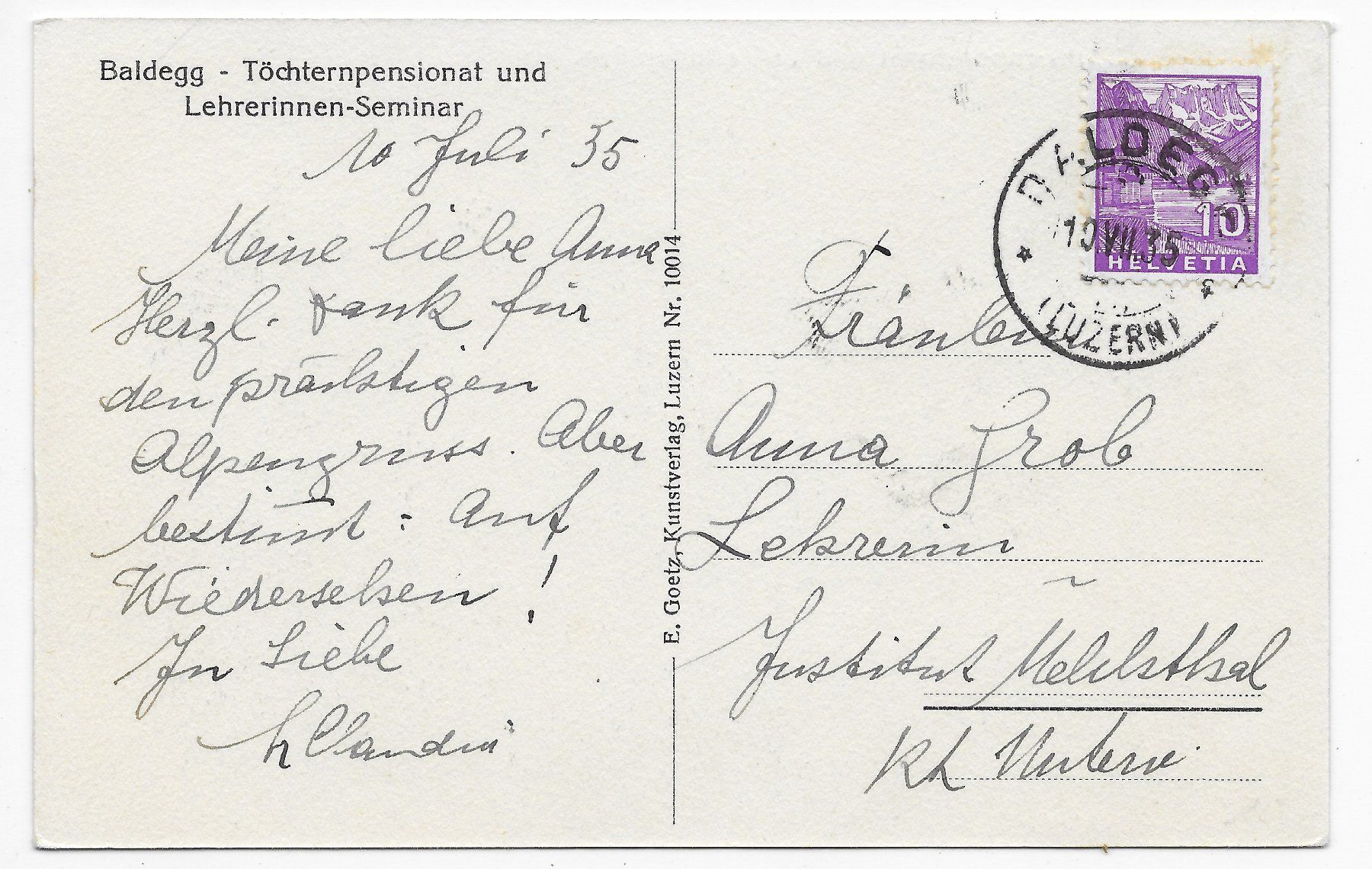 Cartes postales: Baldegg - Töchternpensionat & Lehrerinnen-Seminar – D'occasion à Hefenhofen par Richsalz 1