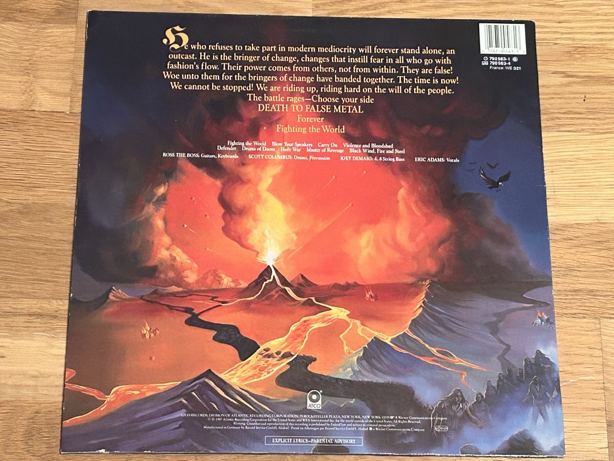 Schallplatten: MANOWAR. 1987. Fighting The World – Gebraucht aus Faulensee von Mizuno06 1