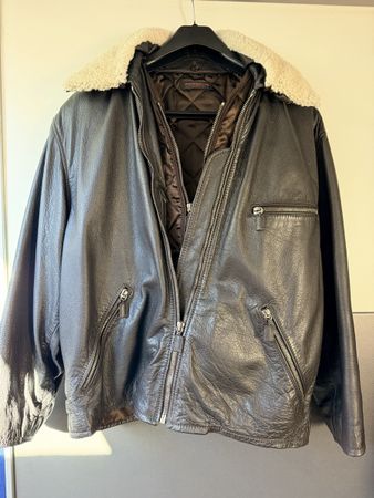 Veste cuir PORSCHE type aviateur avec doublure à pressions