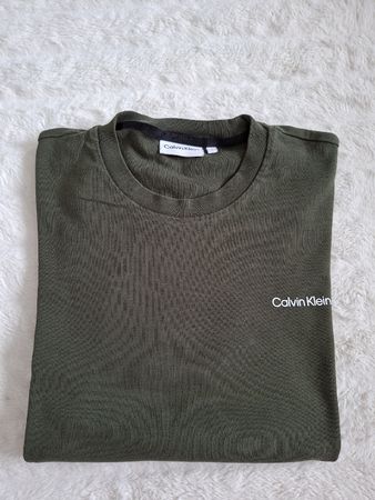 T-shirt Vert Olive Calvin Klein Logo Discret Taille L 