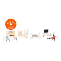 Puppenhausmöbel Set (Stube, Bett, WC etc